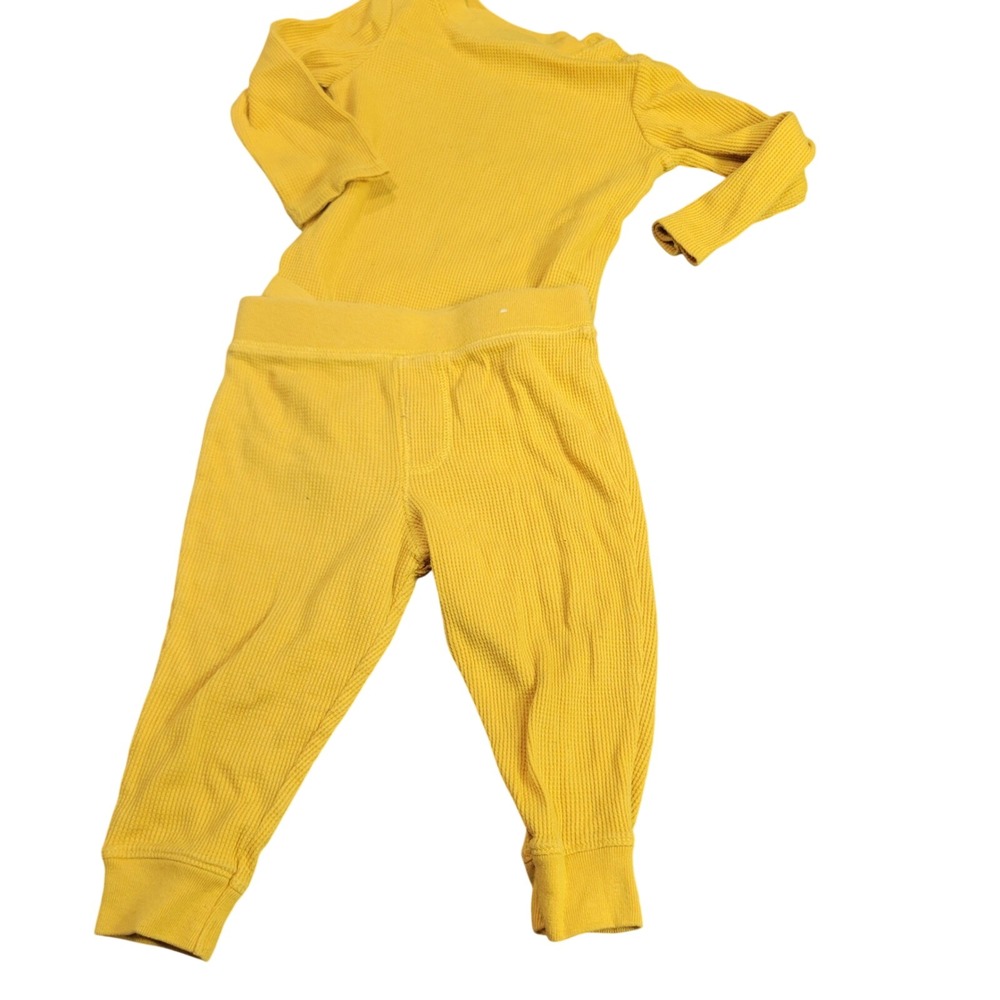 Garanimals‎ Baby 18M Yellow Waffle Knit Thermal Bodysuit and Pants Set